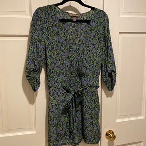 Green multicolor silk short romper, M